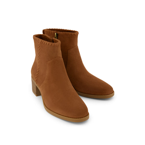 Delilah Heeled Boot - Water Repellent Amber Brown Front View