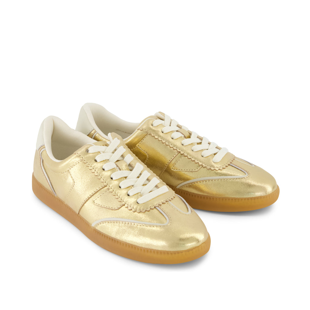 Collins Casual Lace-Up Sneaker - Gold Metallic Leather Front View