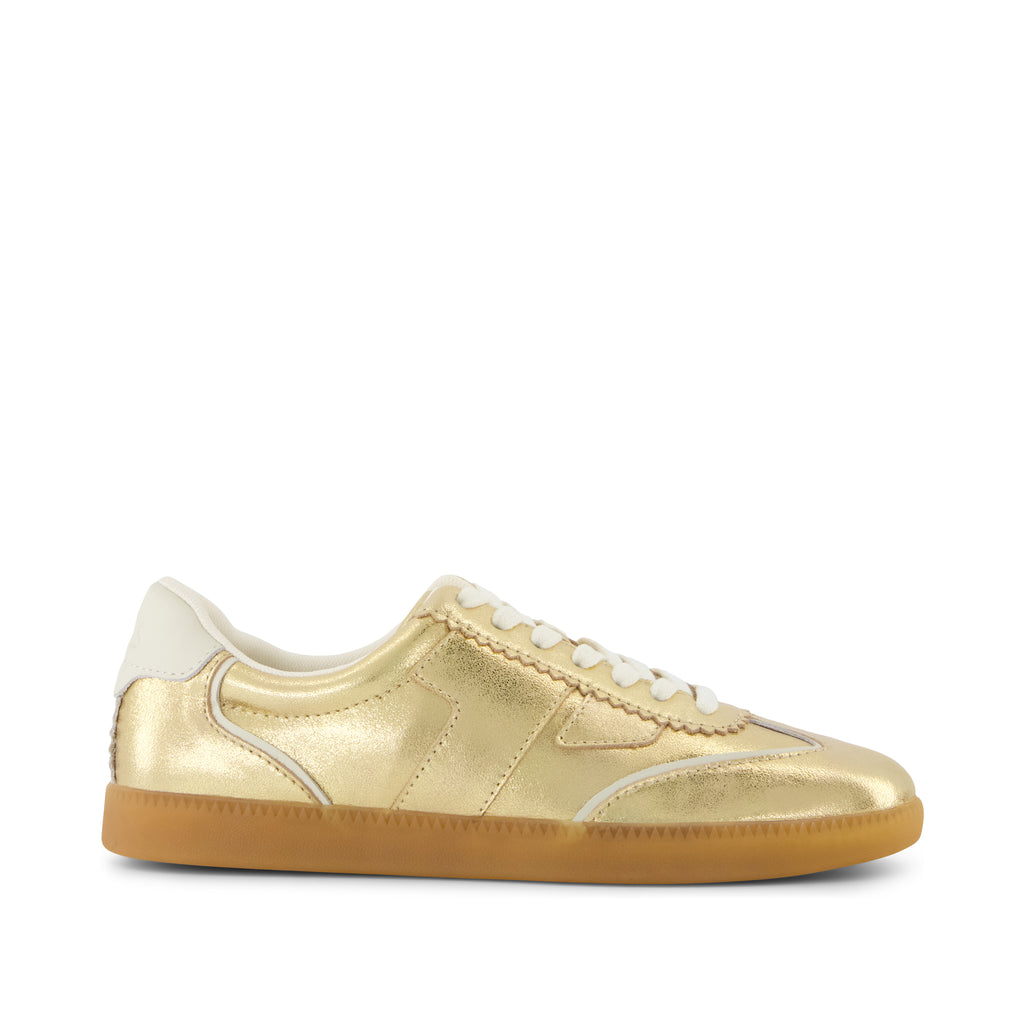 Collins Casual Lace-Up Sneaker - Gold Metallic Leather Side View