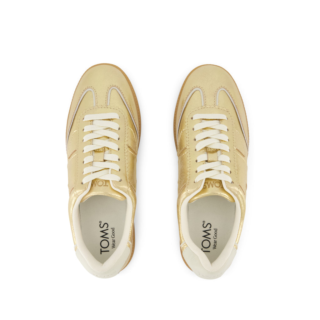Collins Casual Lace-Up Sneaker - Gold Metallic Leather Top View