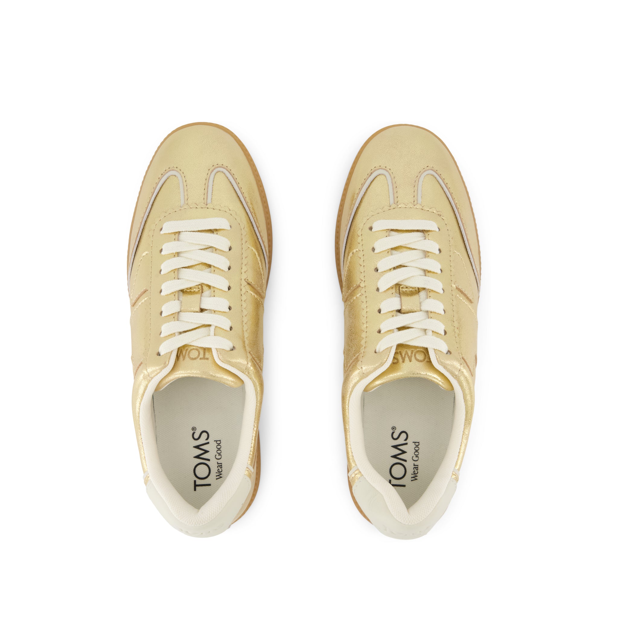 Collins Casual Lace-Up Sneaker - Gold Metallic Leather Top View