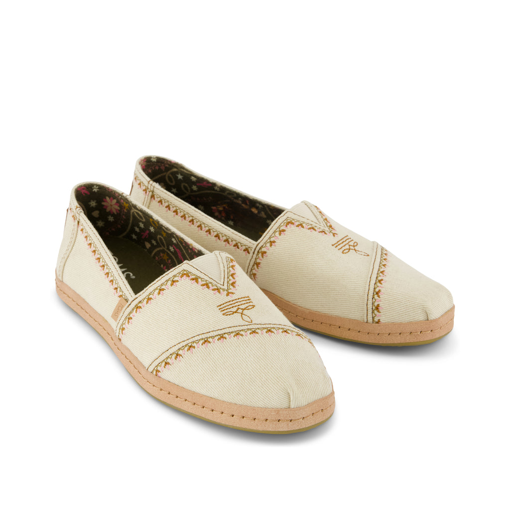 Alpargata Leather Wrap - Beige with Western Embroidery Front View