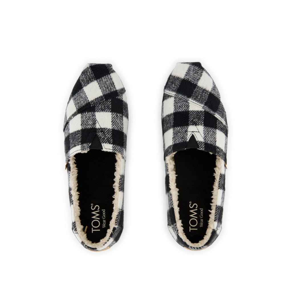 Alpargata Classic - Buffalo Plaid Black Faux Shearling Top View