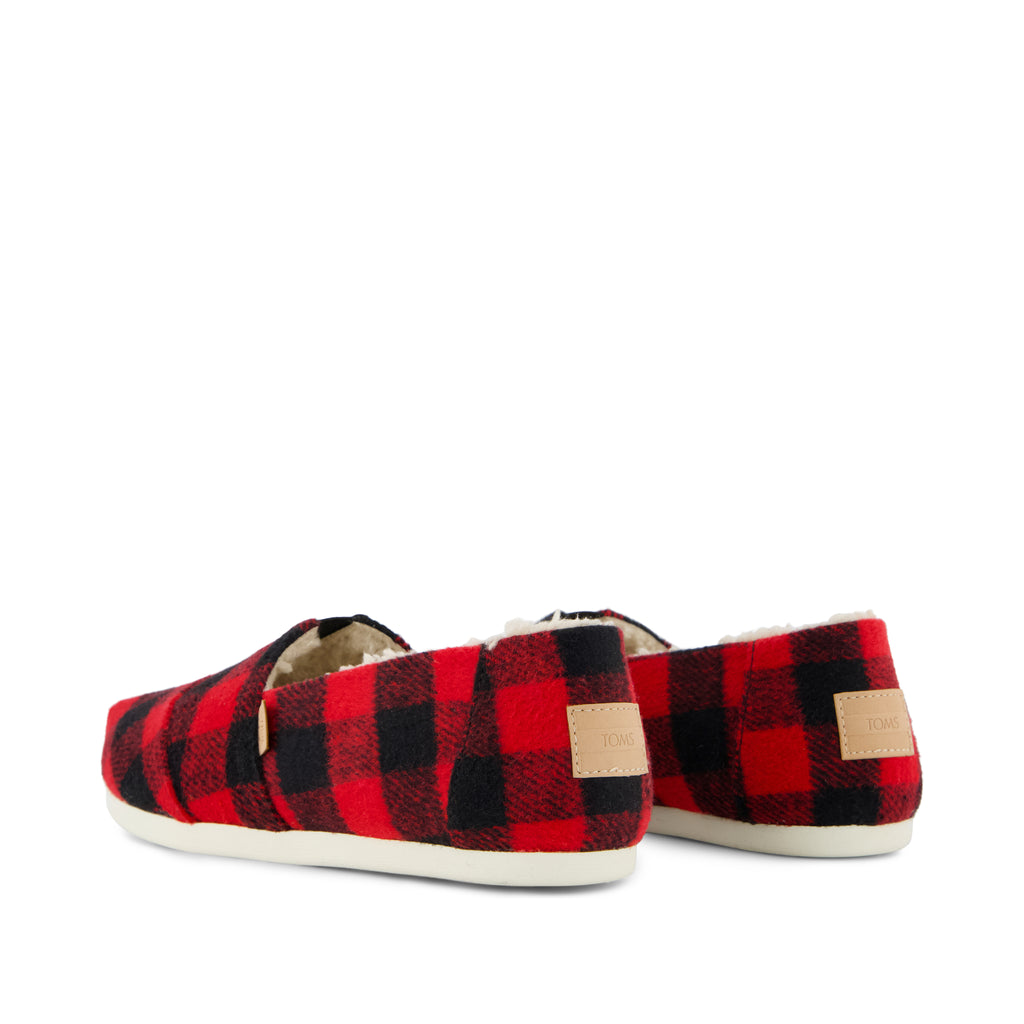 Alpargata Classic - Buffalo Plaid Red Faux Shearling Back View