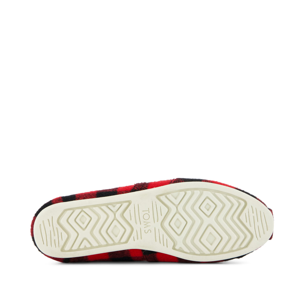 Alpargata Classic - Buffalo Plaid Red Faux Shearling Bottom Sole View