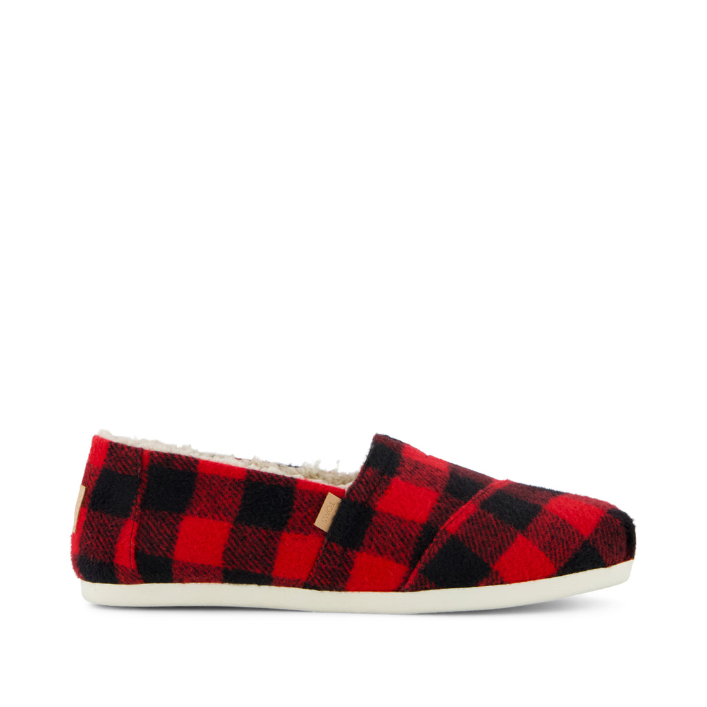 Alpargata Classic - Buffalo Plaid Red Faux Shearling Side View