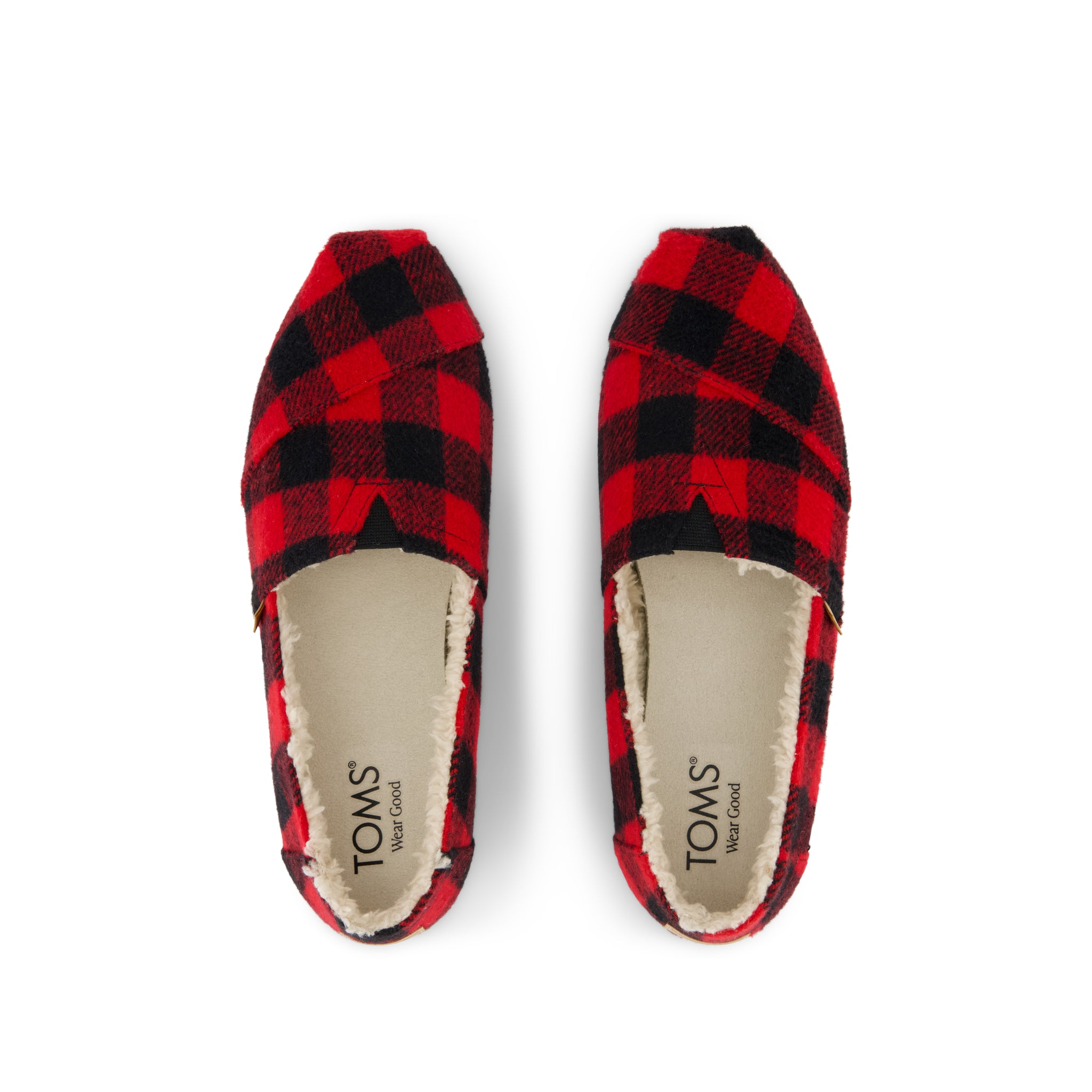 Alpargata Classic - Buffalo Plaid Red Faux Shearling Top View
