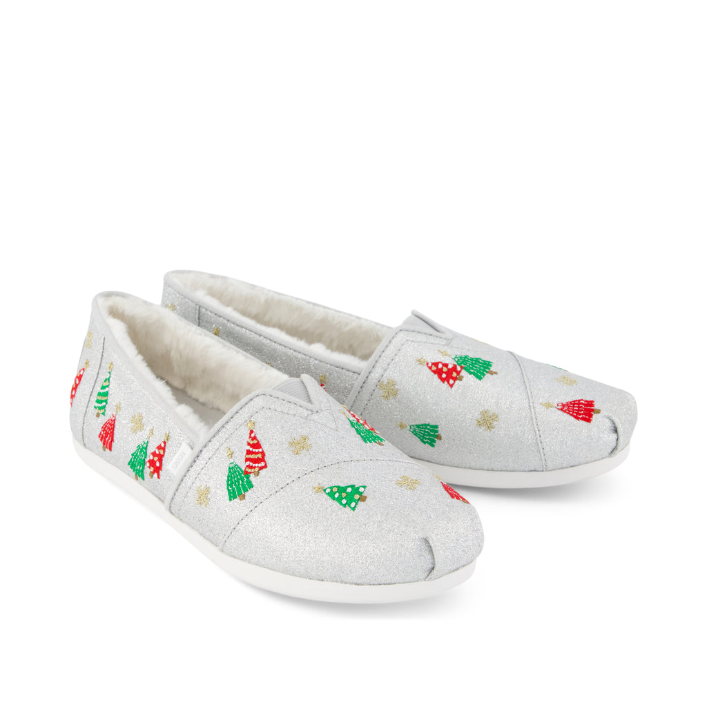 Alpargata Classic - Silver Christmas Tree Embroidery Front View