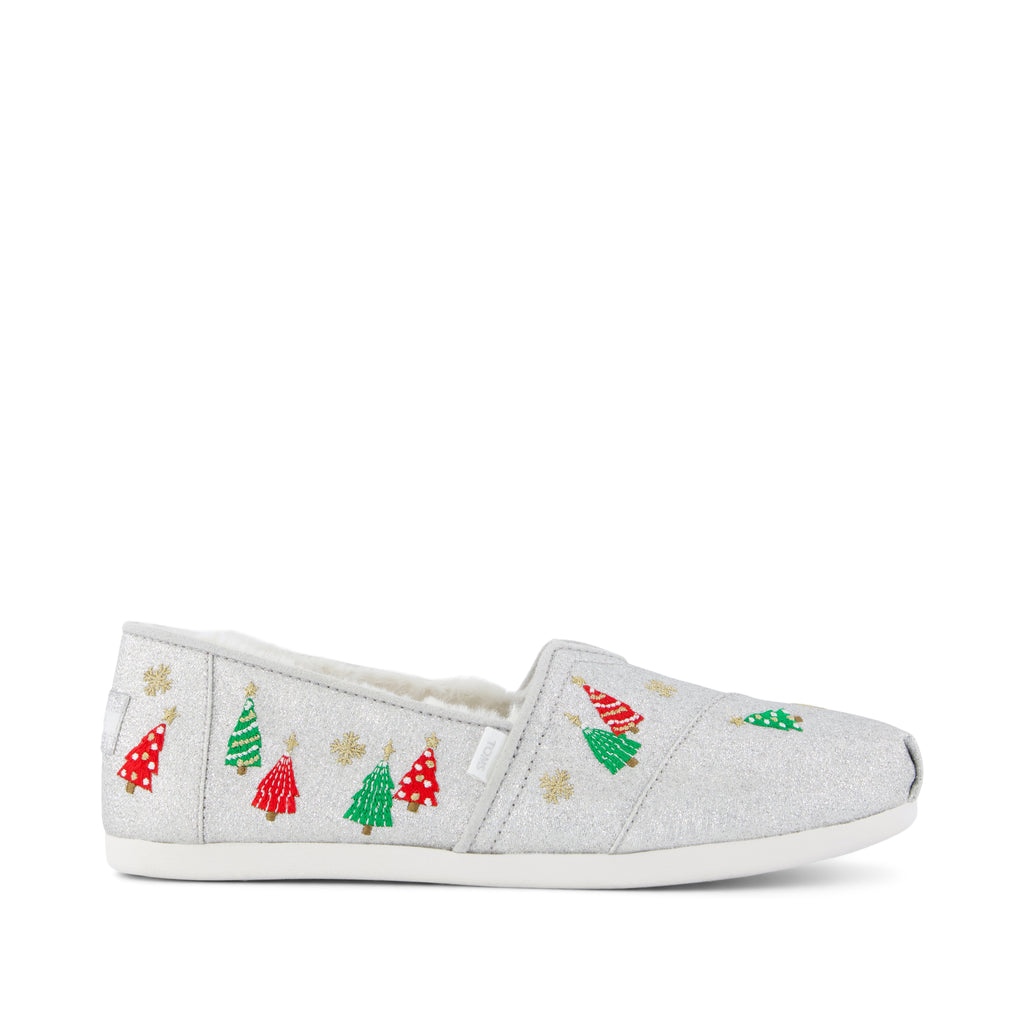 Alpargata Classic - Silver Christmas Tree Embroidery Side View