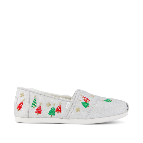 Alpargata Classic - Silver Christmas Tree Embroidery Side View