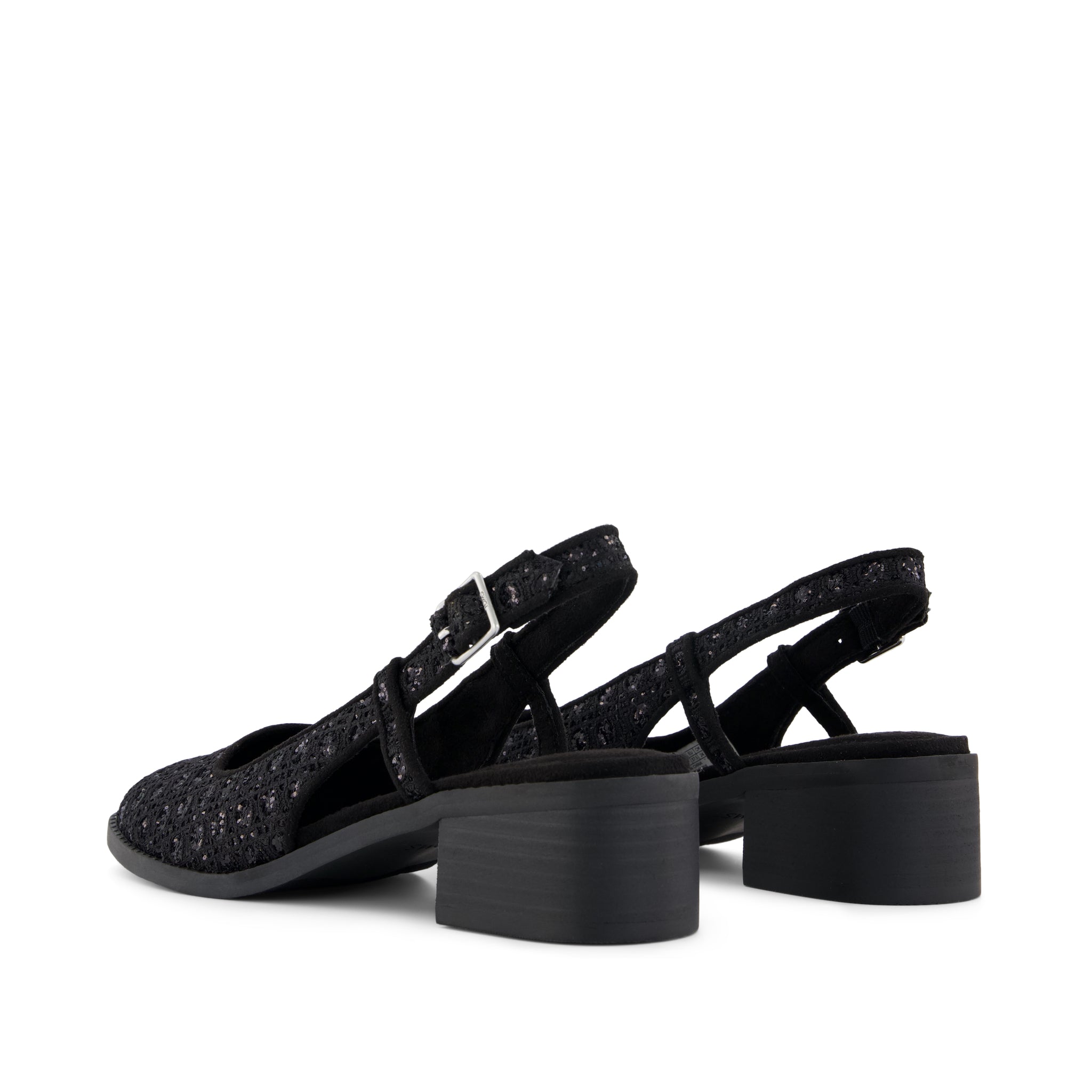 Jaclyn Heel - Black Geometric Sequins Back View