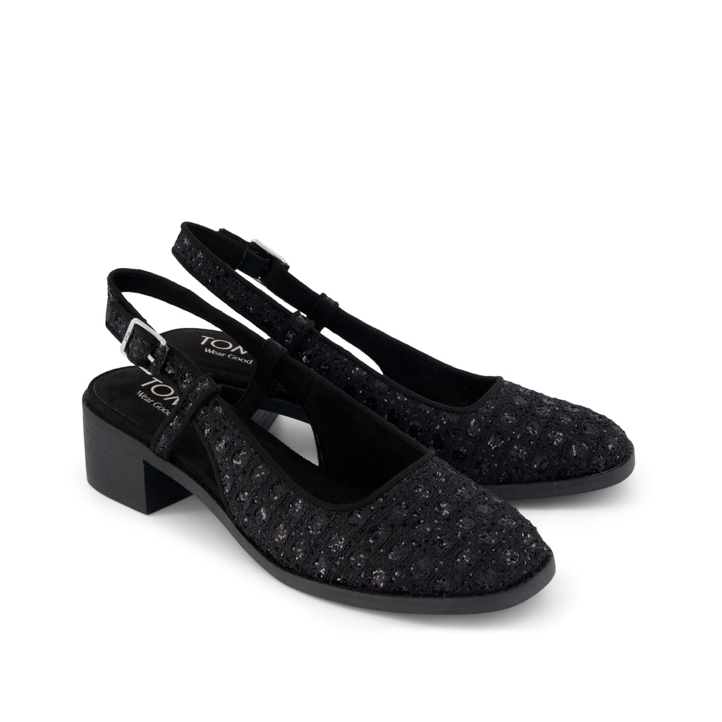 Jaclyn Heel - Black Geometric Sequins Front View