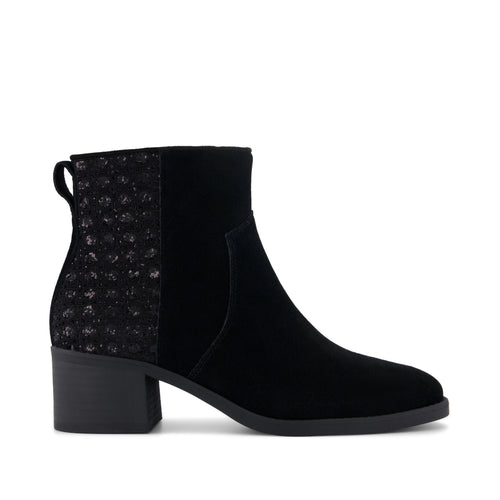 Delilah Heeled Boot - Black Geometric Sequins Side View