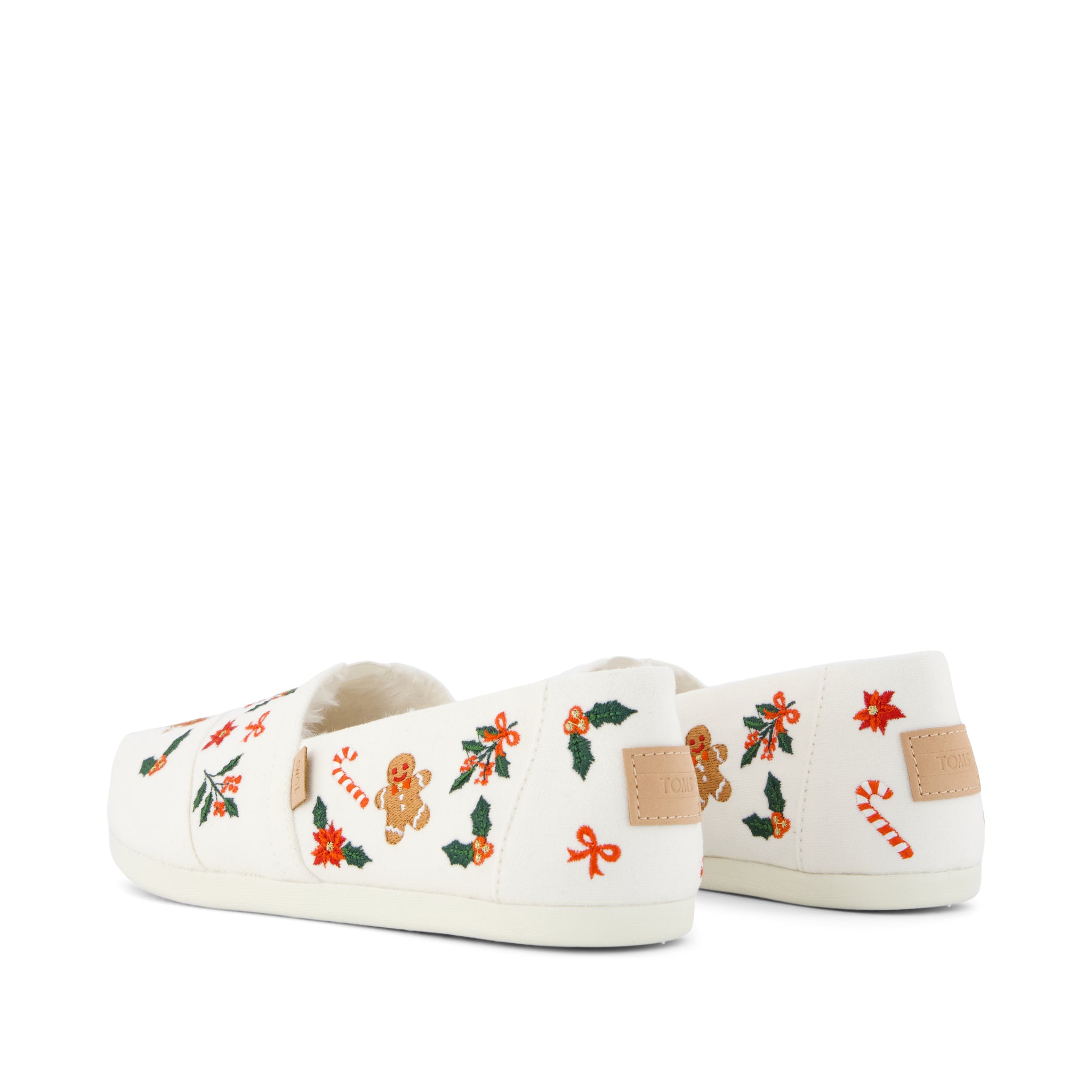 Alpargata Classic - Natural Gingerbread Candy Cane Embroidery Back View