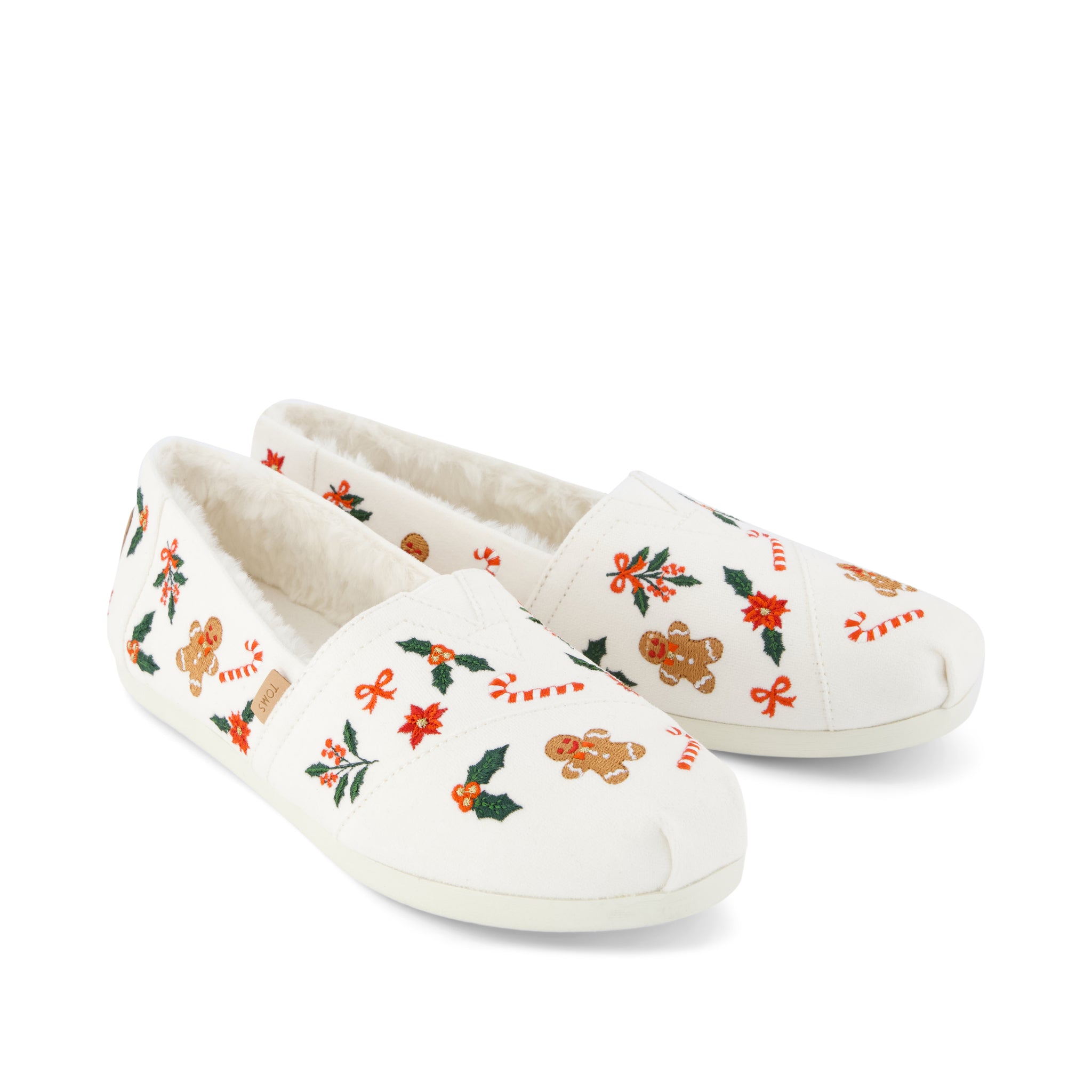 Alpargata Classic - Natural Gingerbread Candy Cane Embroidery Front View