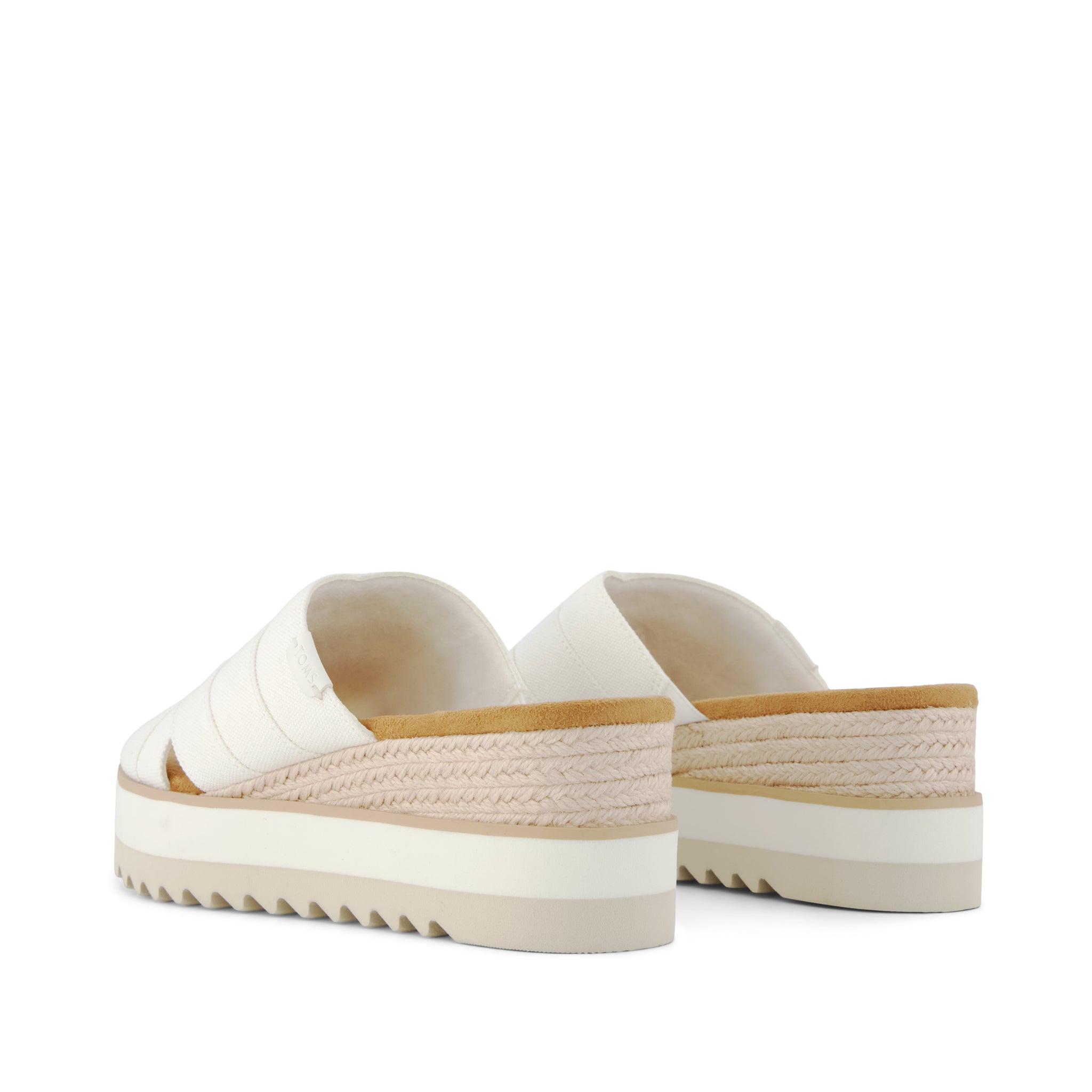 Diana Mule Wedge Sandal - White Canvas Back View