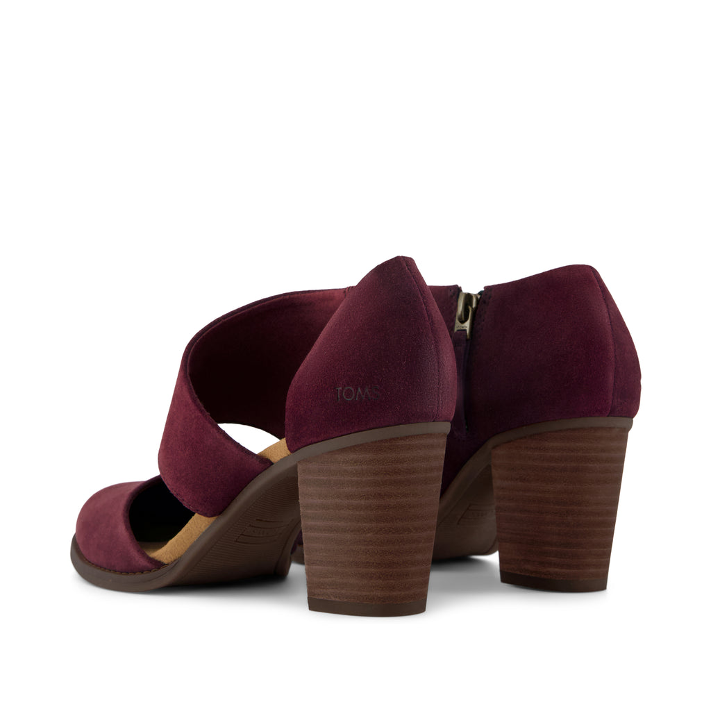 Milan Heel - Dark Burgundy Suede Back View