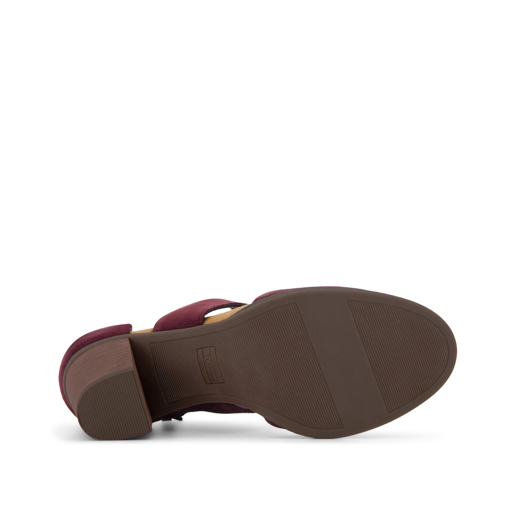 Milan Heel - Dark Burgundy Suede Bottom Sole View