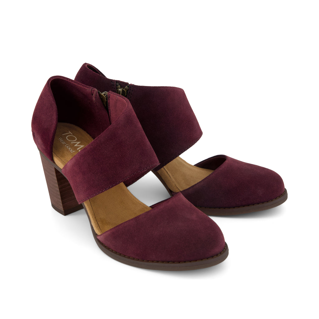 Milan Heel - Dark Burgundy Suede Front View