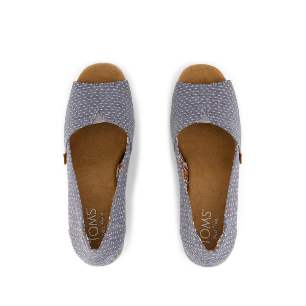 Essential Wedge - Niagara Mist Chambray Dot Top View
