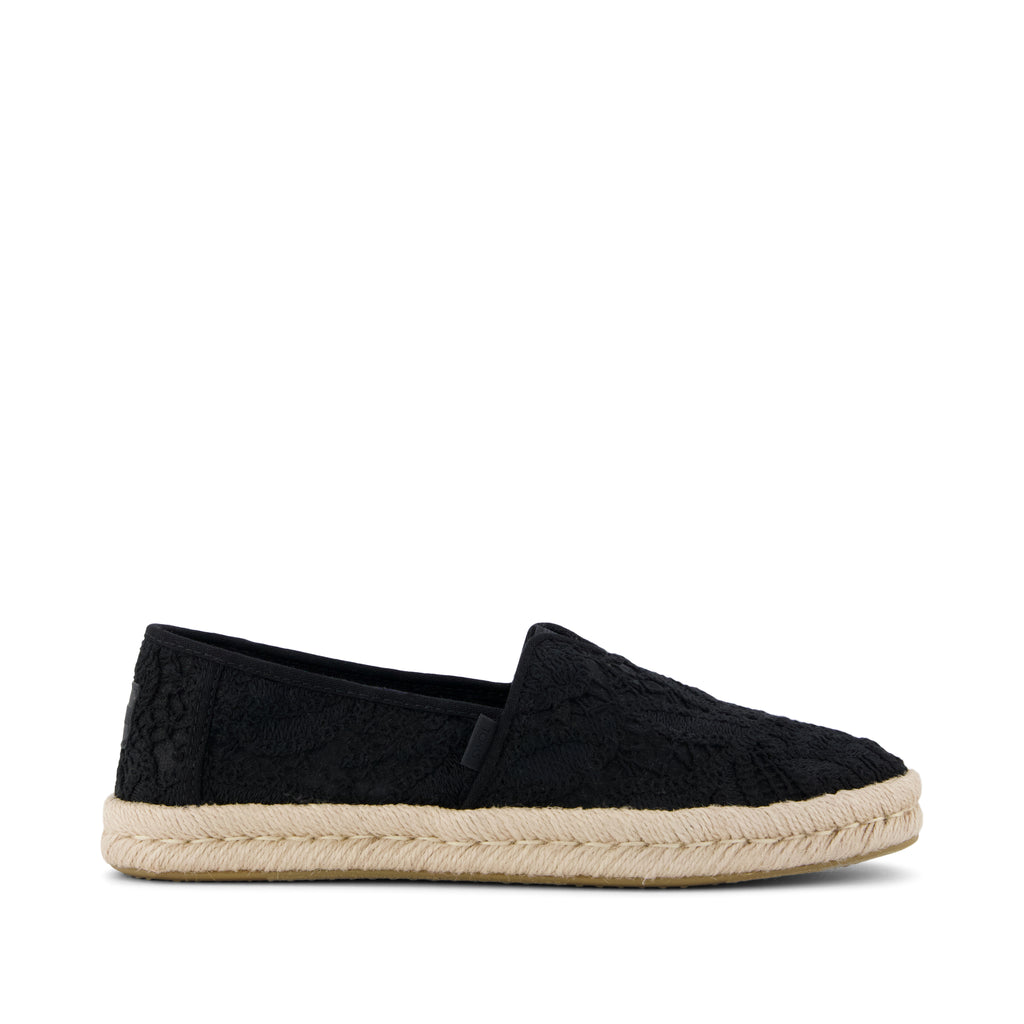 Alpargata Rope 2.0 Espadrille - Black Floral Crochet Side View