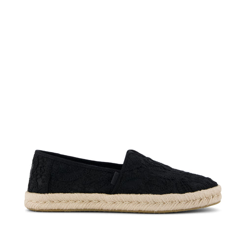 Alpargata Rope 2.0 Espadrille - Black Floral Crochet Side View
