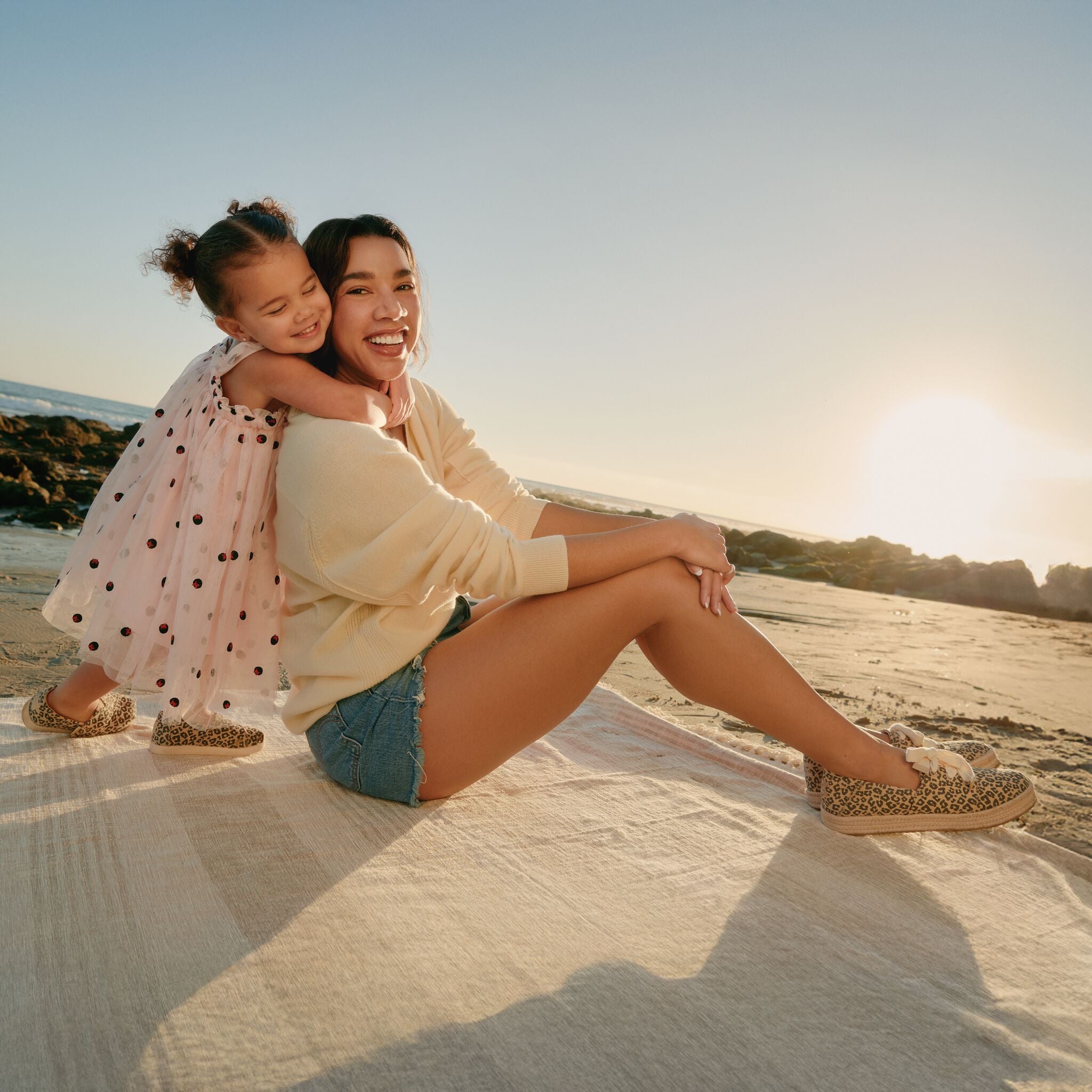 Hannah Bronfman featured with her daughter in the leopard print Carolina lace up espadrilles