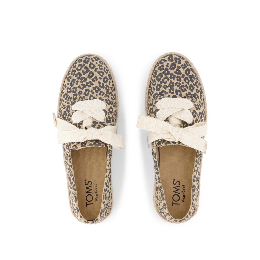 Carolina Lace-Up Espadrille - Natural Leopard Print (Spots) Top View