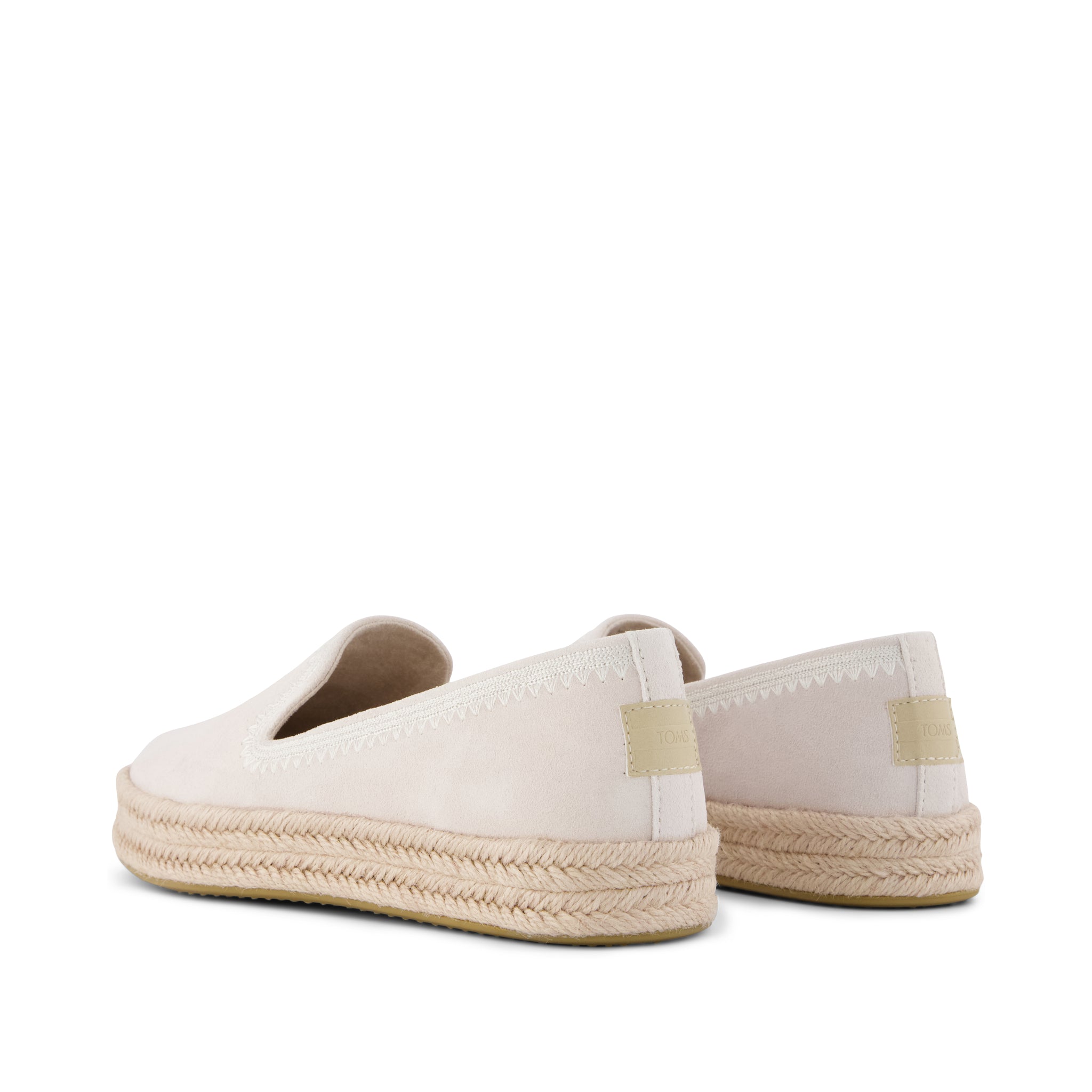 Carolina Espadrille - Embroidered Taupe Suede (changed from Soft Grey) Back View