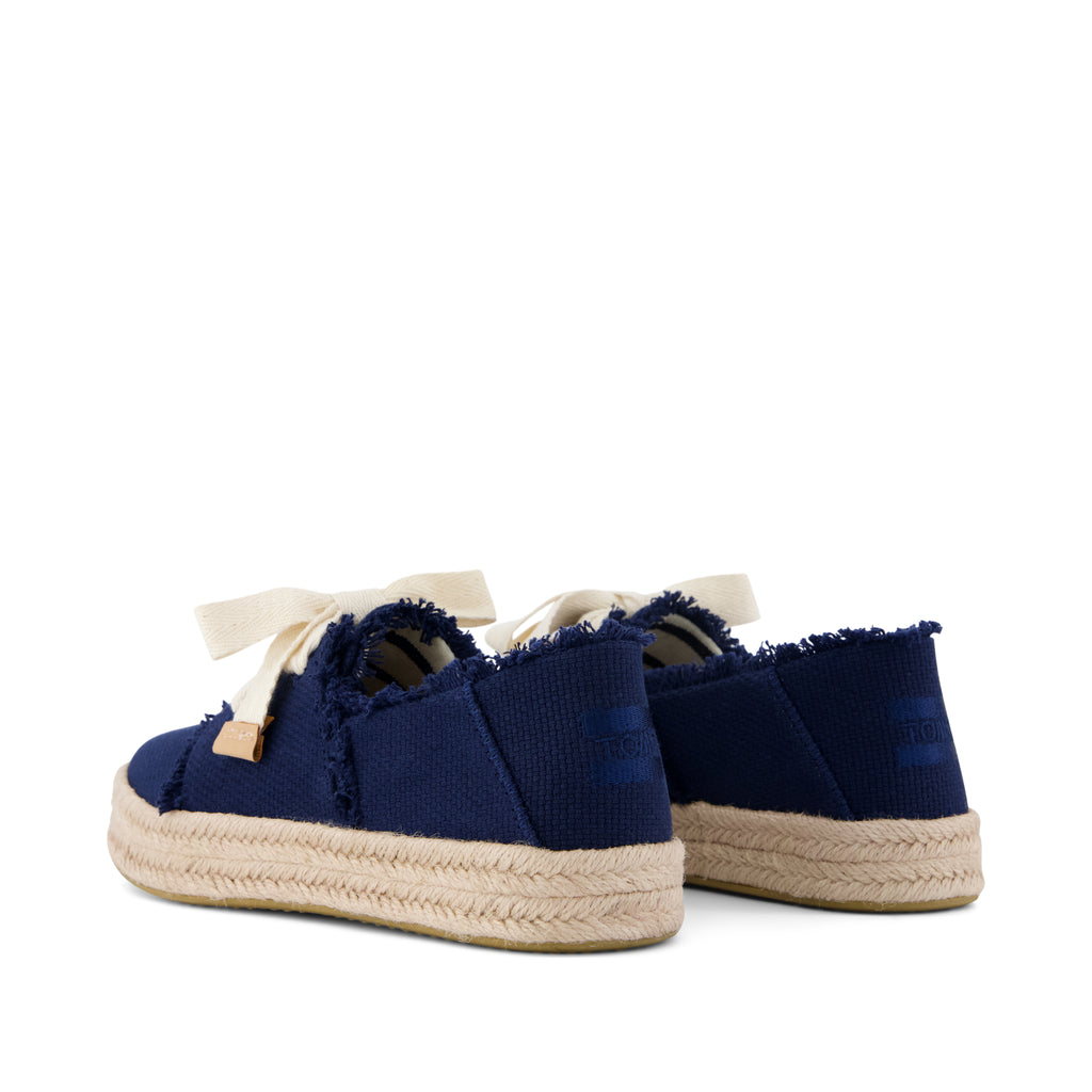 Carolina Lace-Up Espadrille - Navy Fray Back View