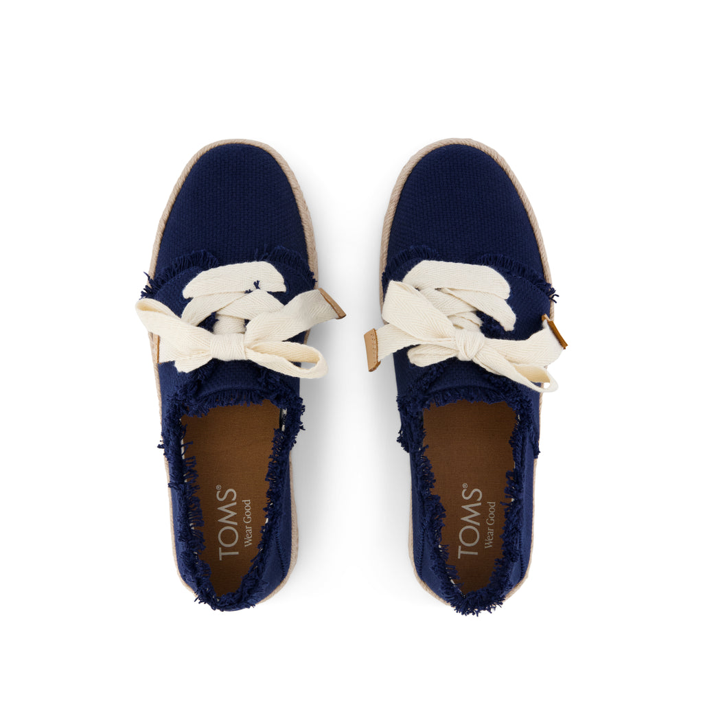 Carolina Lace-Up Espadrille - Navy Fray Top View