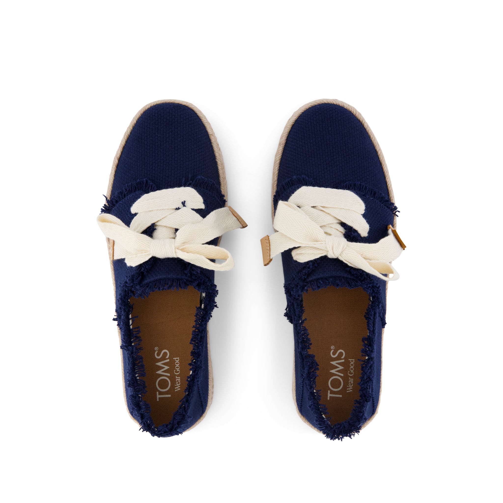 Carolina Lace-Up Espadrille - Navy Fray Top View