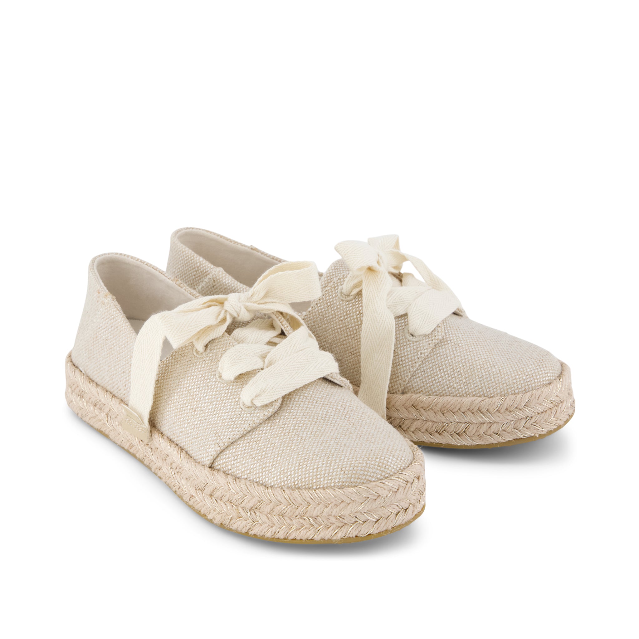 Carolina Lace-Up Espadrille - Champagne Glimmer Canvas Front View