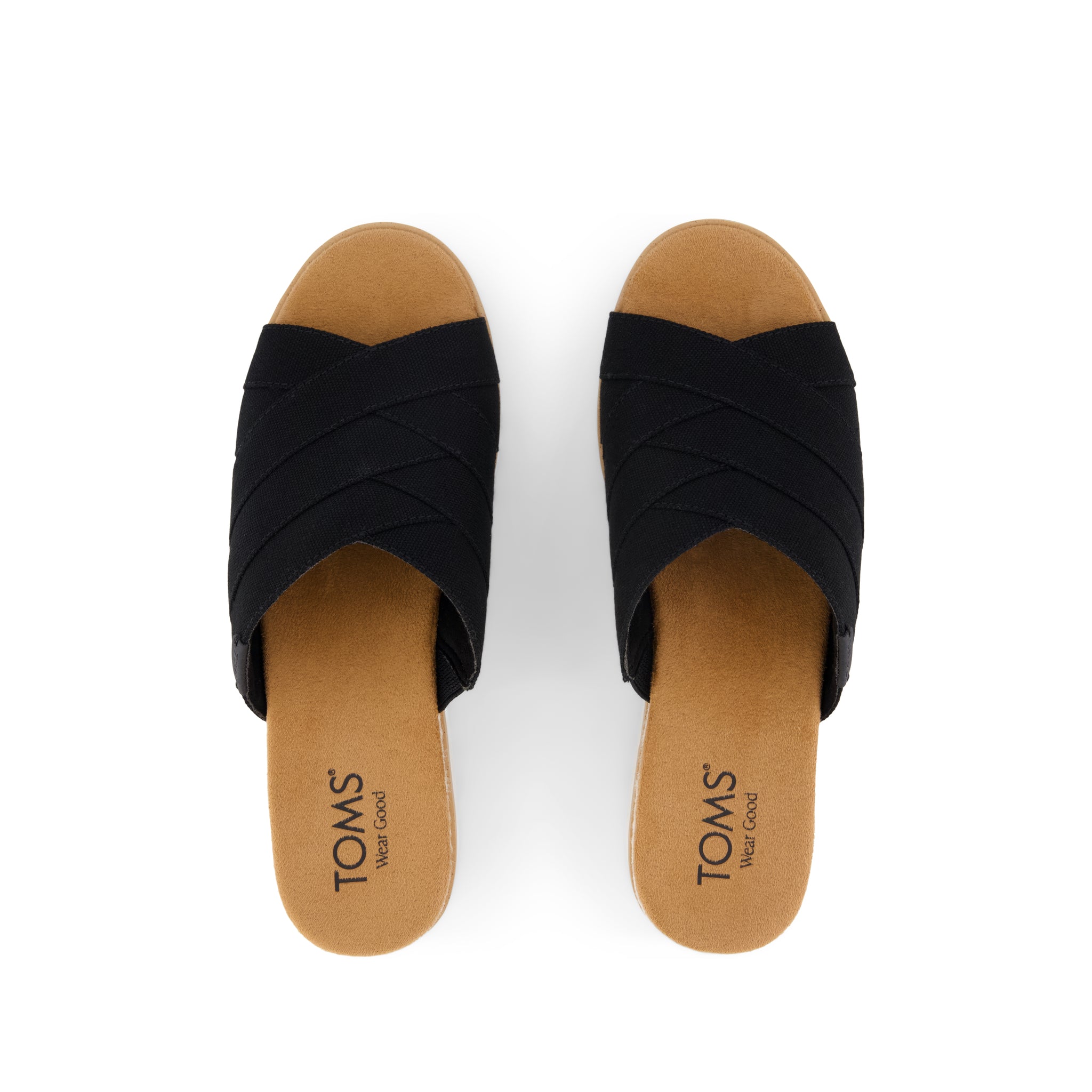 Diana Mule Wedge Sandal - Black Canvas Top View