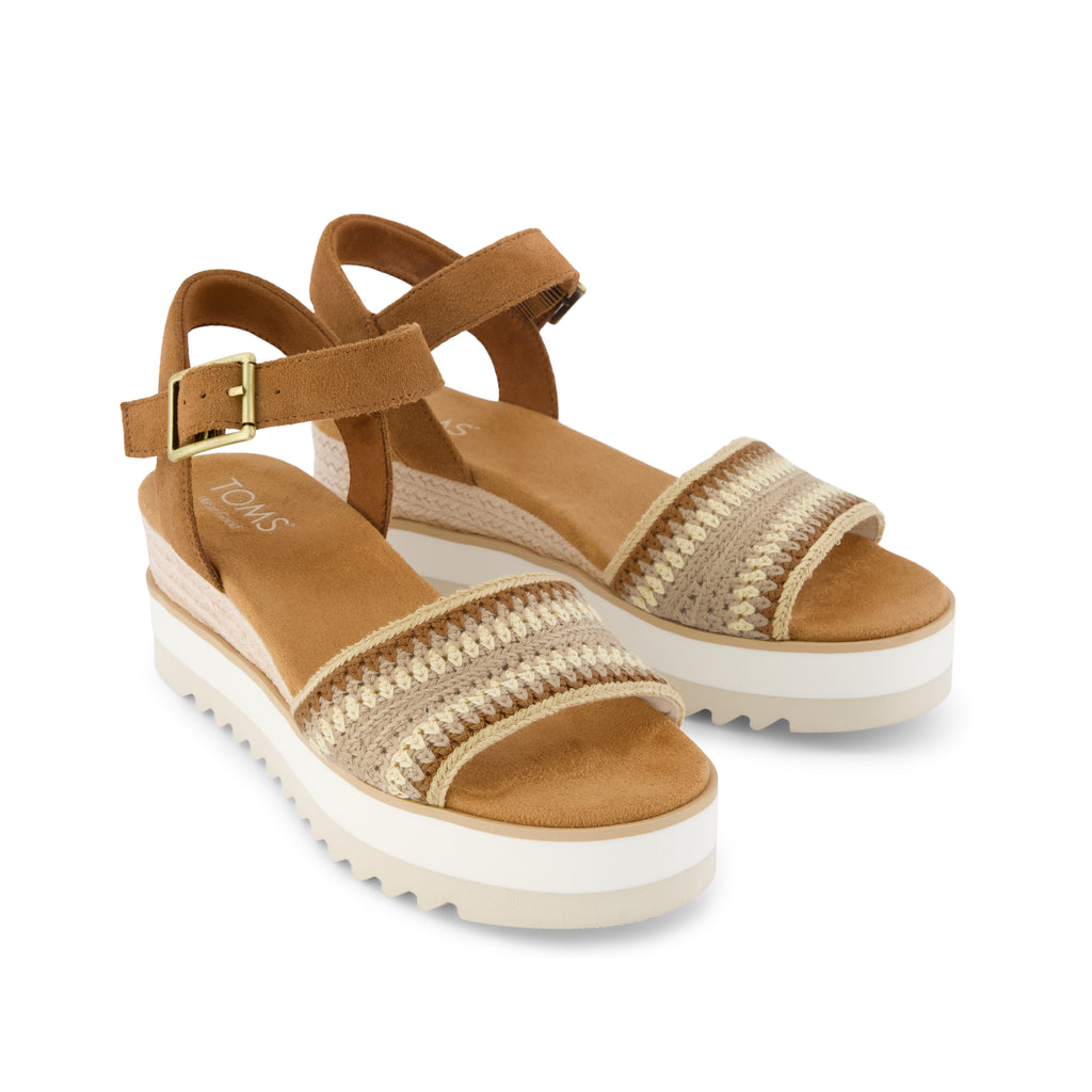 Diana Wedge Sandal - Almond Crochet Front View