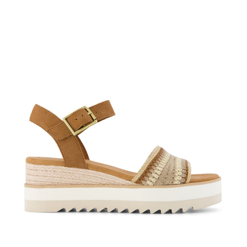 Diana Wedge Sandal - Almond Crochet Side View