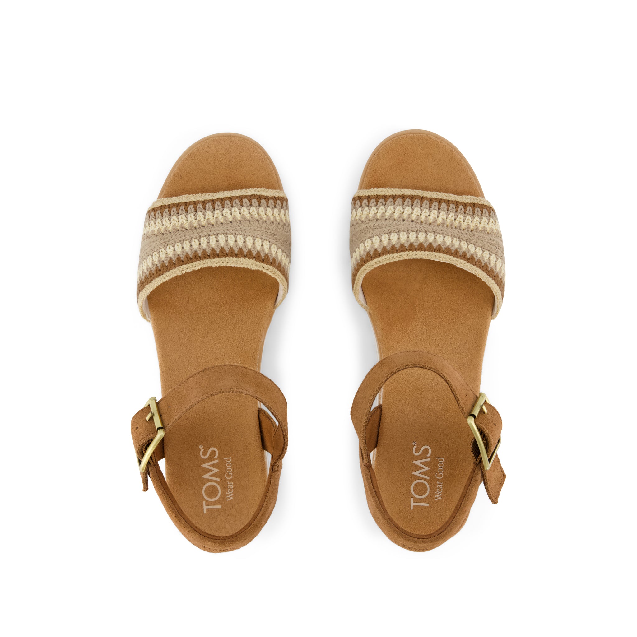Diana Wedge Sandal - Almond Crochet Top View