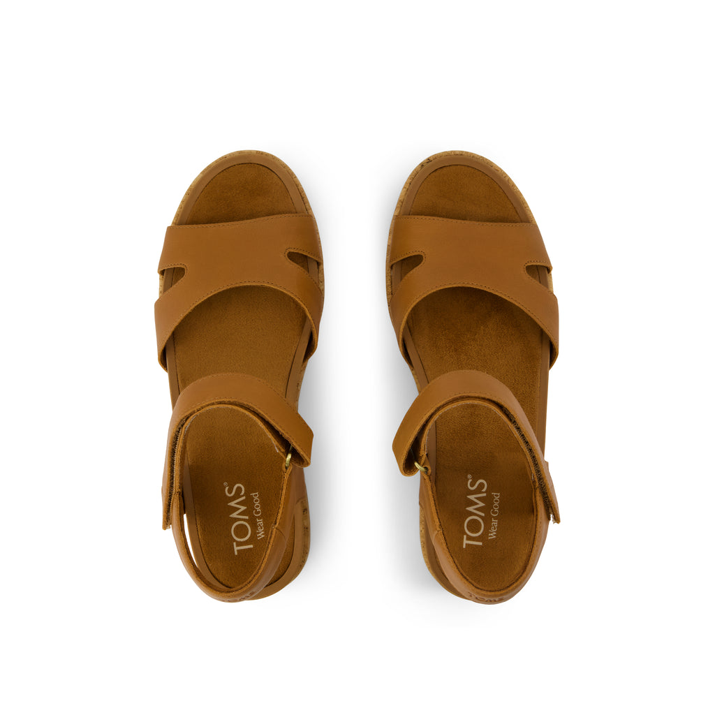 Alana Wedge Sandal - Brown Leather Top View