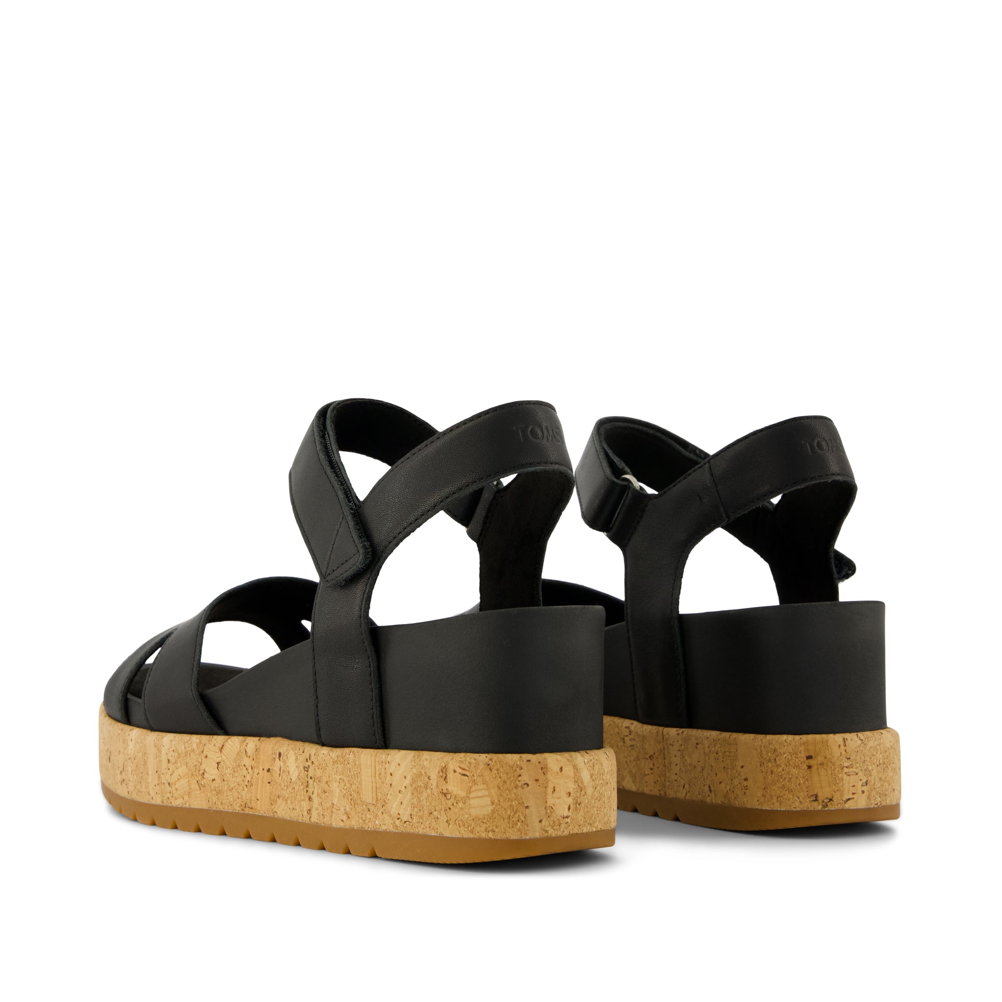 Alana Wedge Sandal - Black Leather Back View