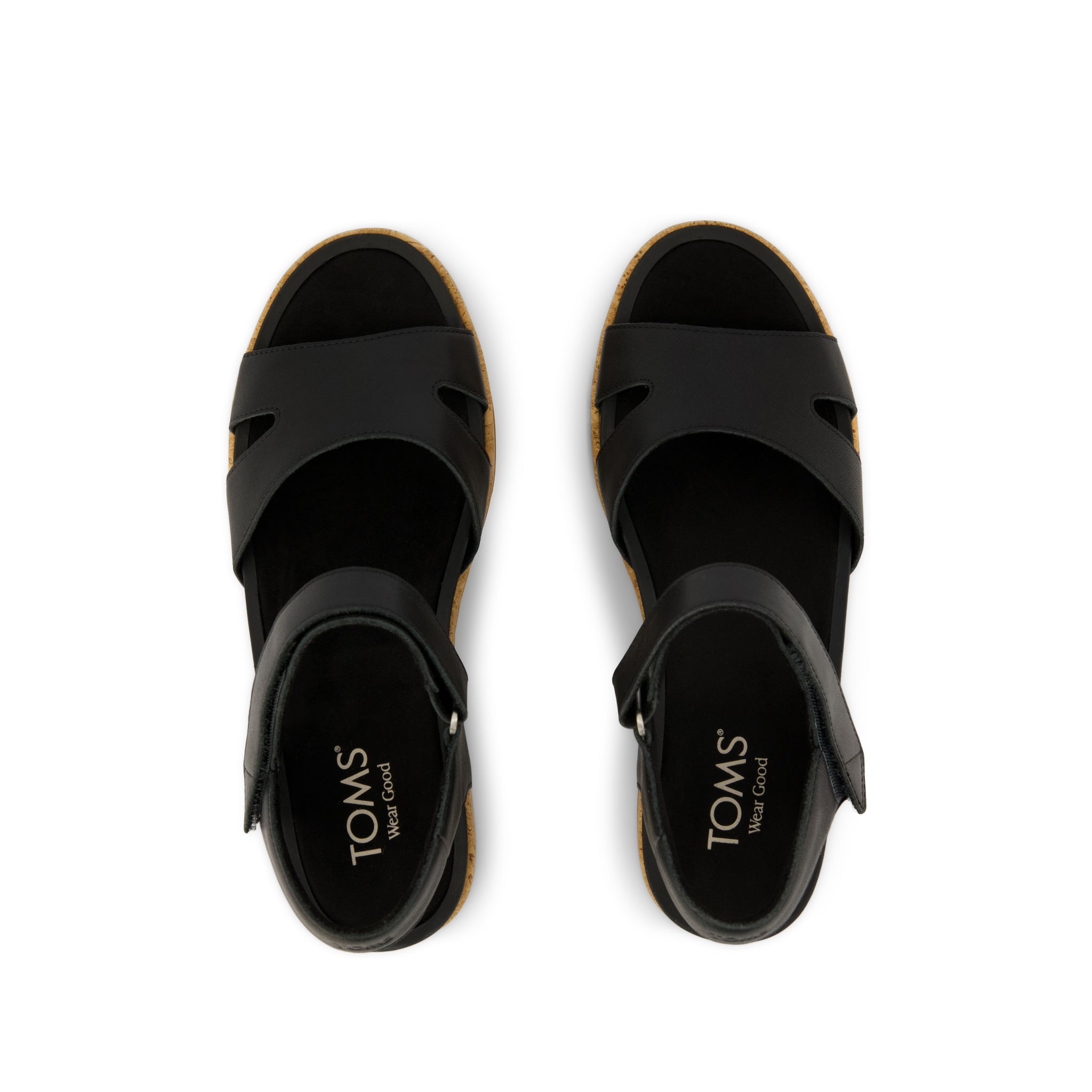 Alana Wedge Sandal - Black Leather Top View