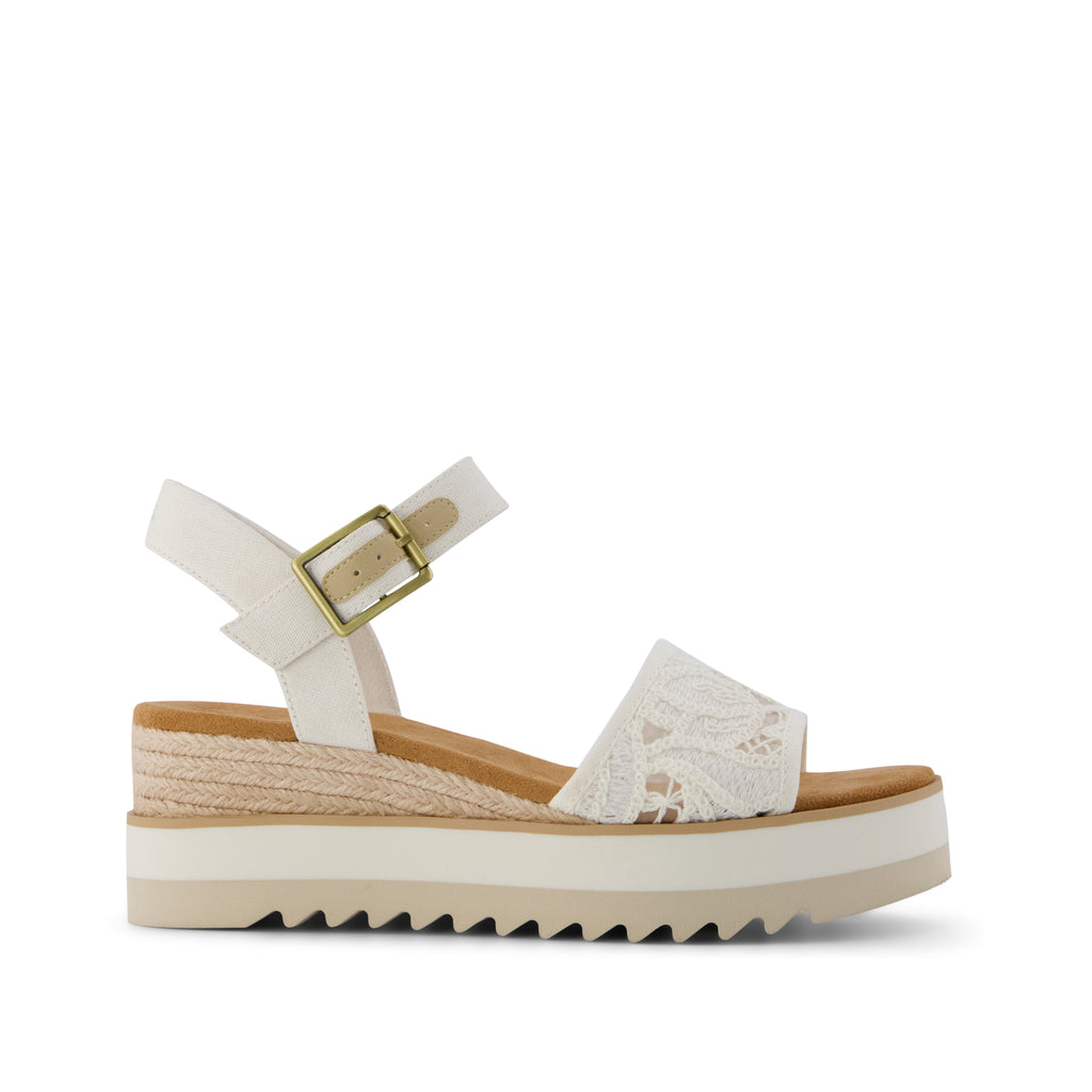 Diana Wedge Sandal - Natural Floral Crochet Side View