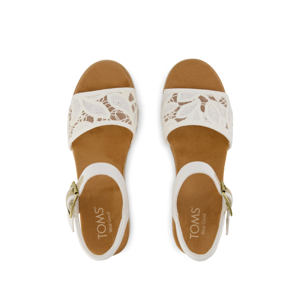 Diana Wedge Sandal - Natural Floral Crochet Top View