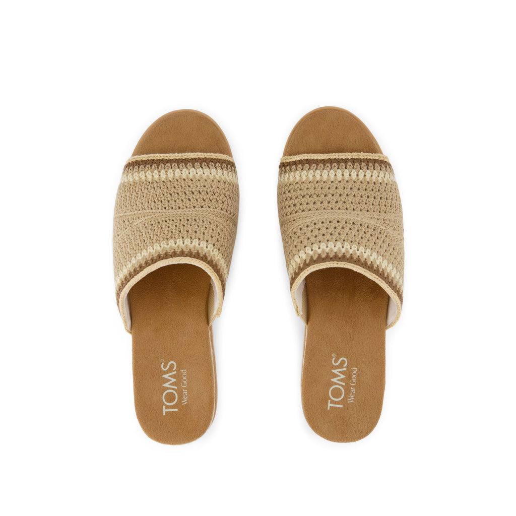 Diana Mule Wedge Sandal - Almond Crochet Top View