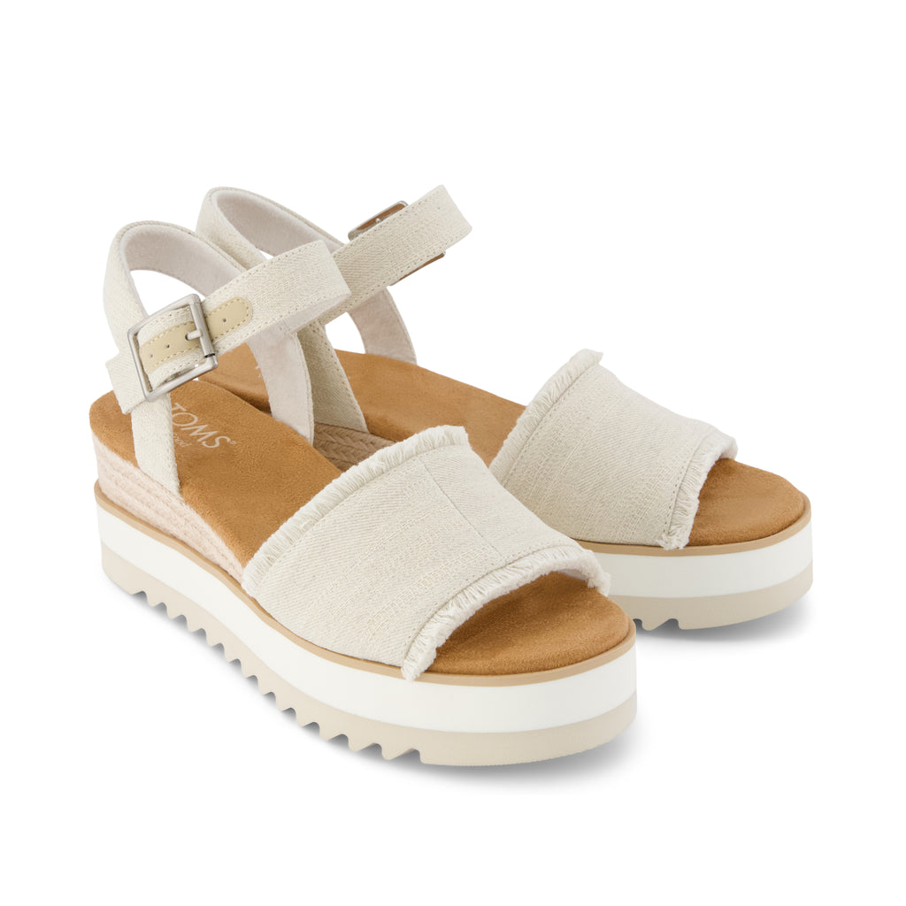 Diana Wedge Sandal - White Denim Fray Front View