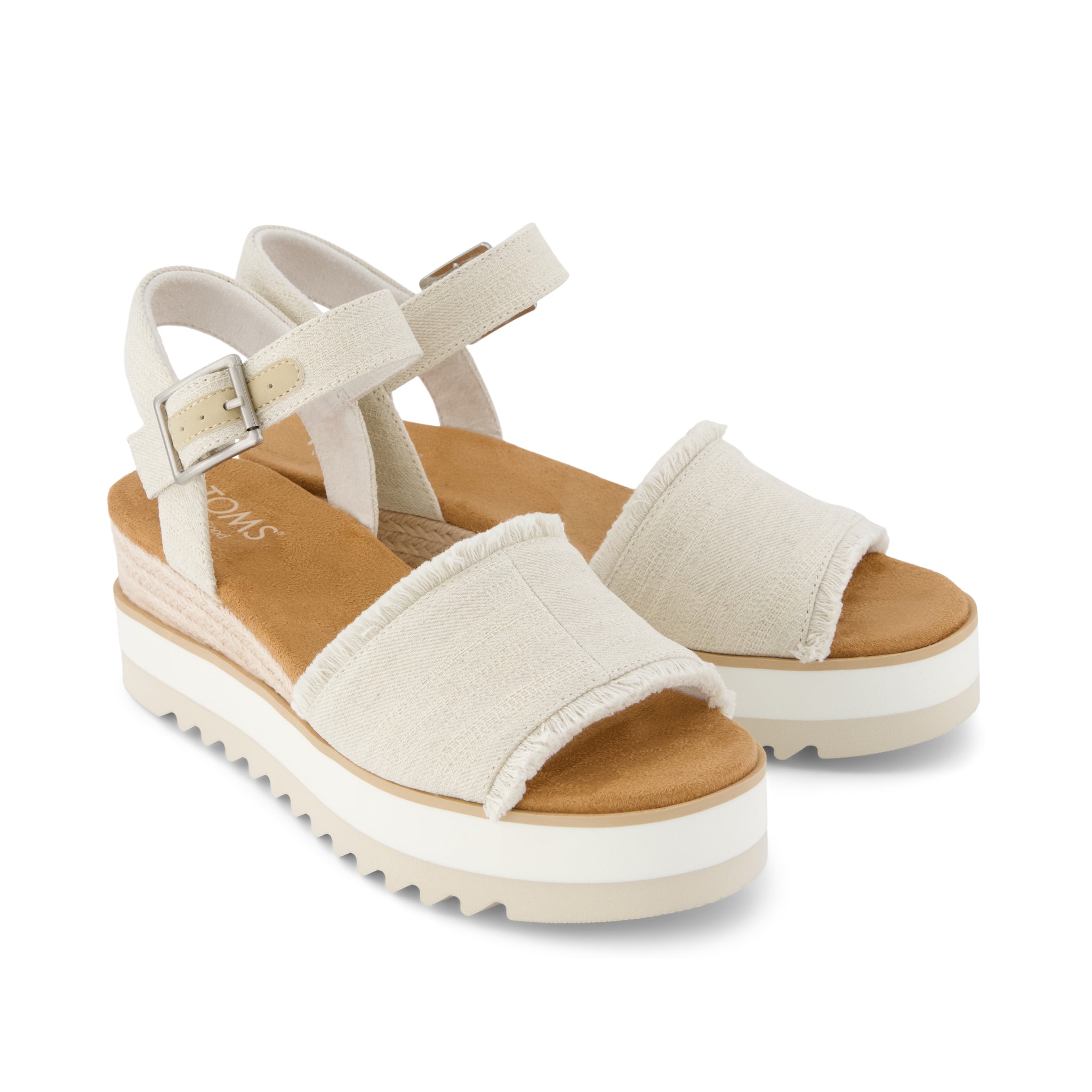 Diana Wedge Sandal - White Denim Fray Front View