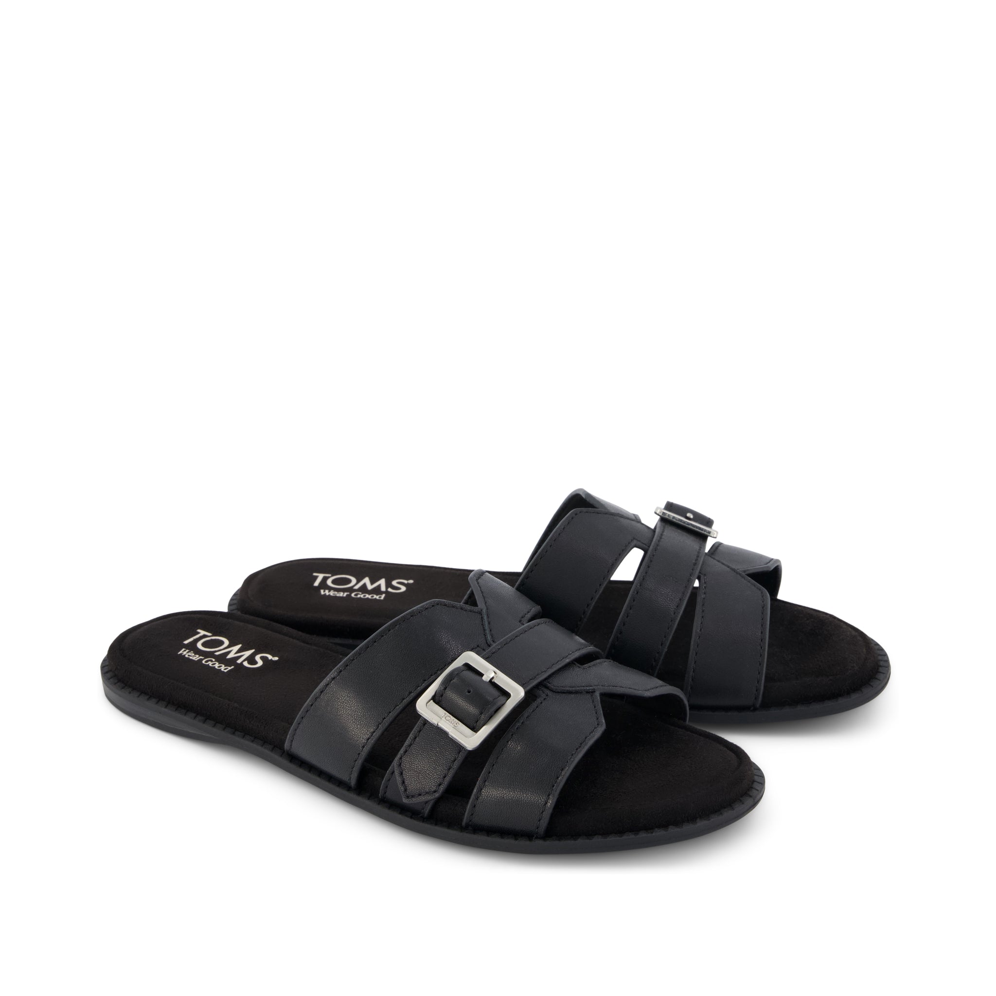 Sol Slide Sandal - Black Leather
 Front View