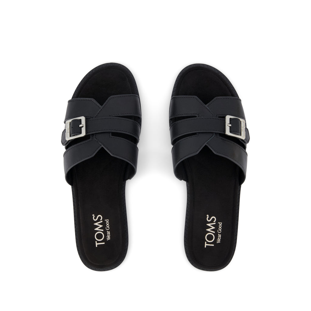 Sol Slide Sandal - Black Leather
 Top View