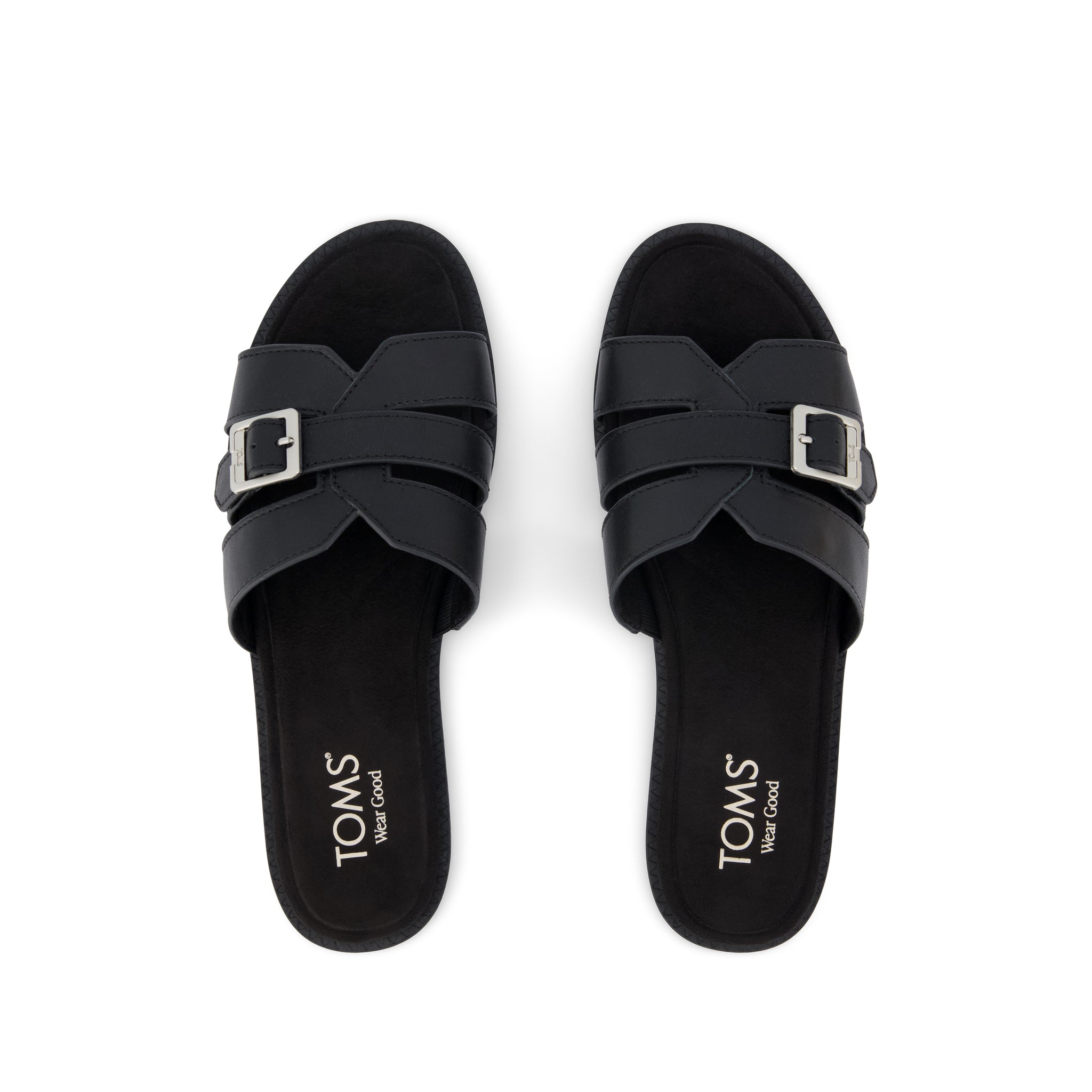 Sol Slide Sandal - Black Leather
 Top View