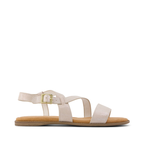 Mar Strappy Sandal - Champagne Shimmer Suede Side View