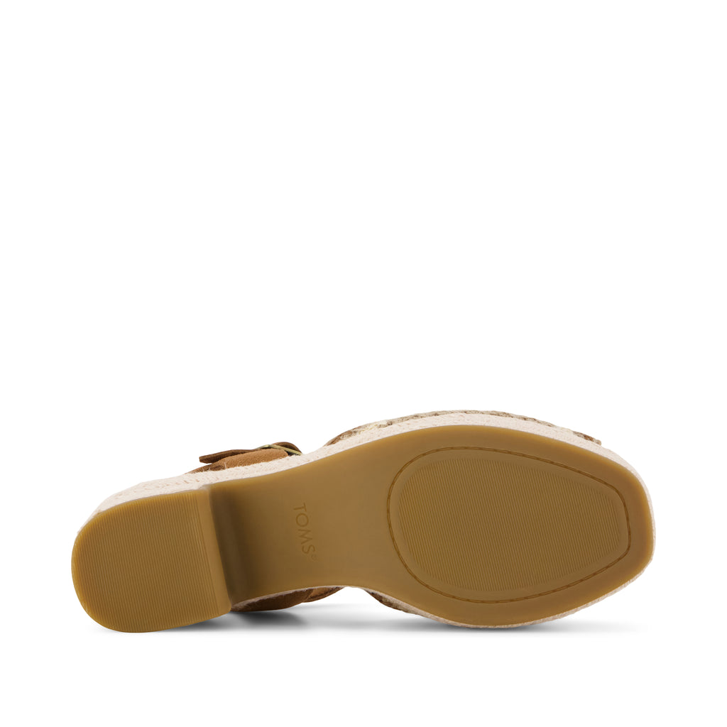 Isla Peep Toe Heeled Sandal - Almond Crochet Bottom Sole View